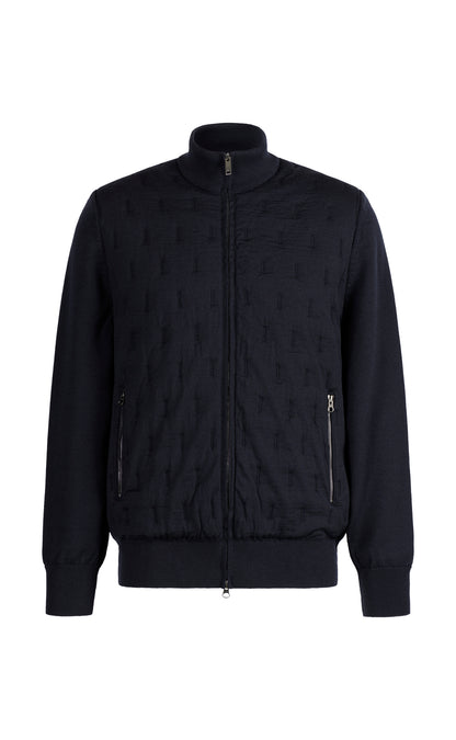 Innovative Outdoor-Strickjacke in Steppoptik aus feinster Merinowolle, relaxed fit