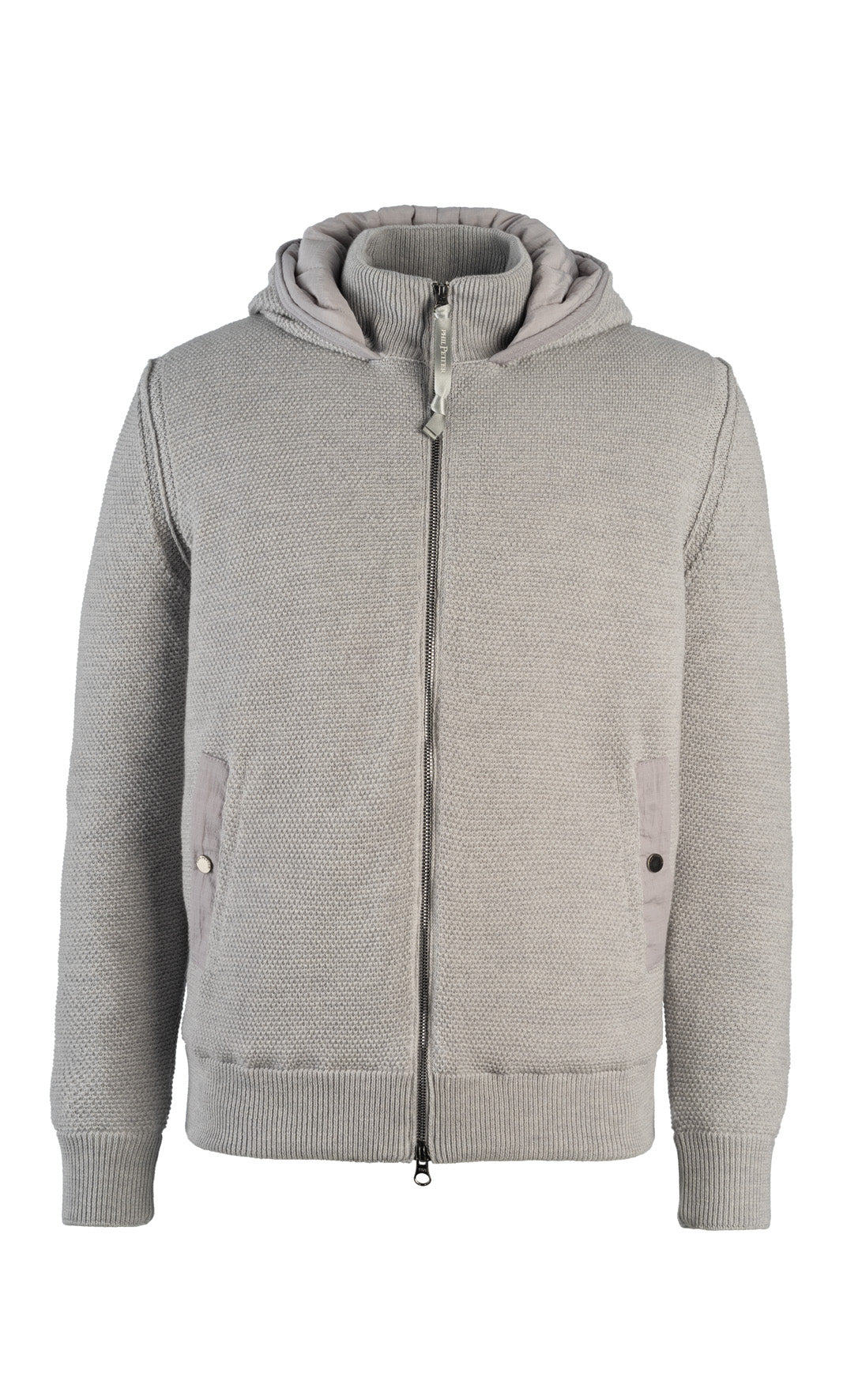 Outdoorjacke in Reiskornstrickstrukturaus 100% Merino, voll gefüttert mit Nylonstepp