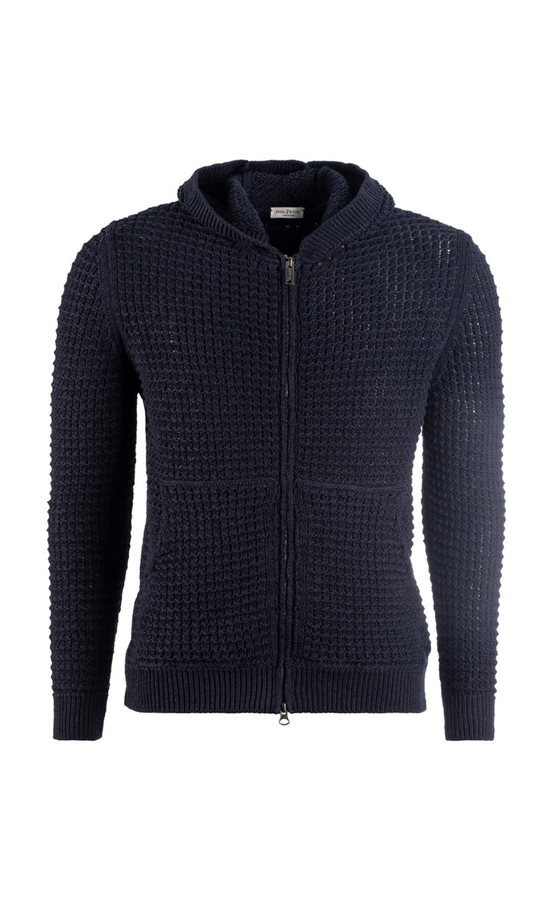 Crochet-Kapuzenjacke aus reiner Baumwolle