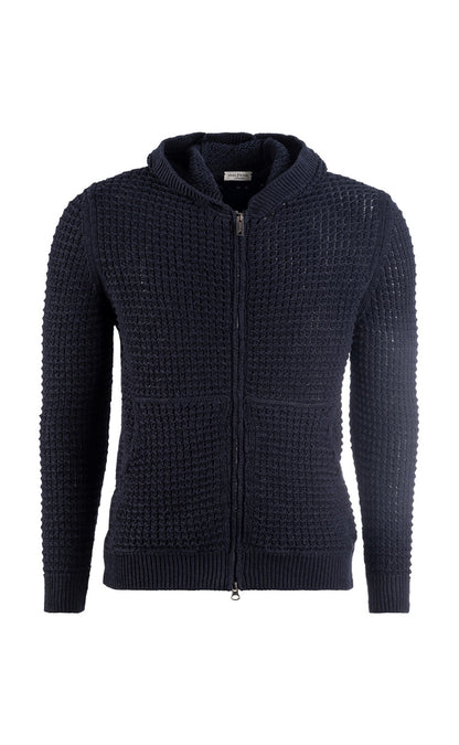 Crochet-Kapuzenjacke aus reiner Baumwolle