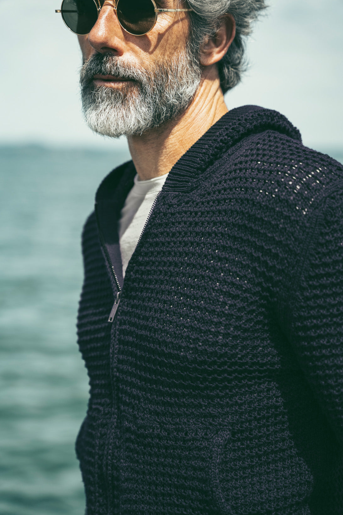 Crochet-Kapuzenjacke aus reiner Baumwolle