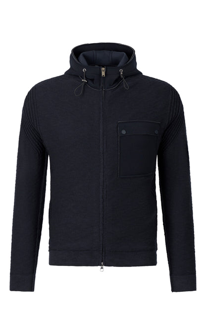 Hybrid Kapuzenzippjacke aus weicher Baumwolle und sportlichen Details, Relaxed Fit