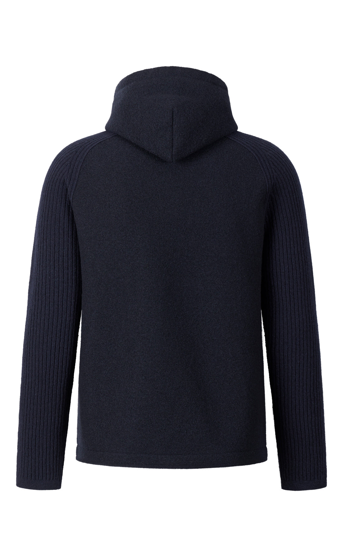 Hybrid-Kapuzenjacke aus Walk und Rippenstrick aus feinster Merinowolle, relaxed fit