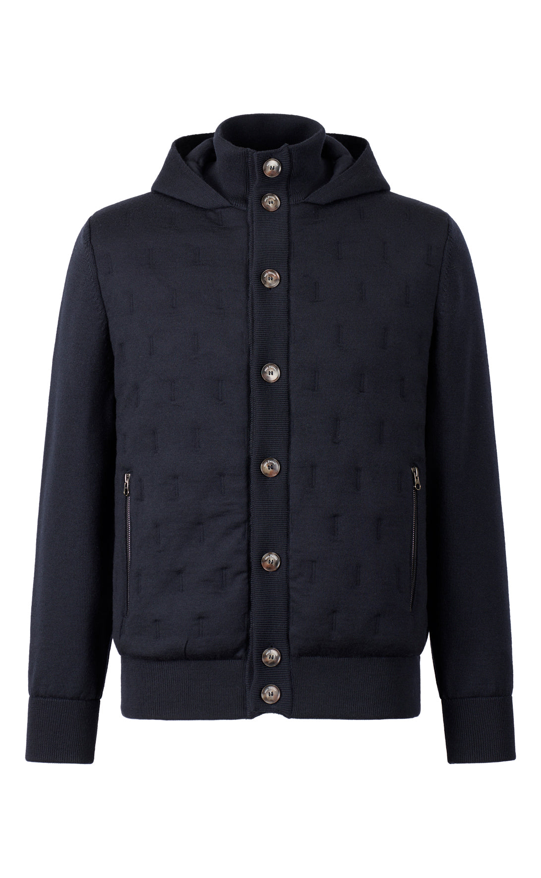 Premium Outdoor-Strickjacke in Steppoptik aus feinster Merinowolle, relaxed fit