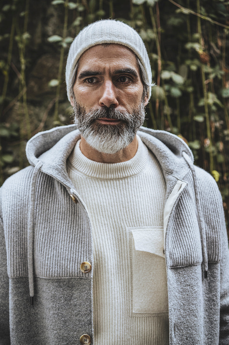 Dufflecoat aus Merino-Wollwalk mit Akzenten aus softem Lambswool-Strick