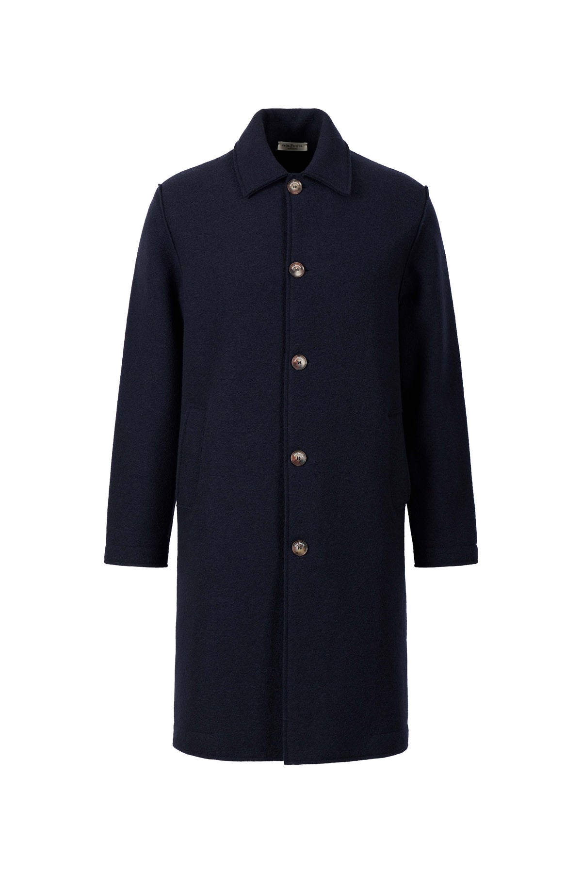 Zeitloser Mantel aus reinem Merino-Wollwalk, relaxed fit
