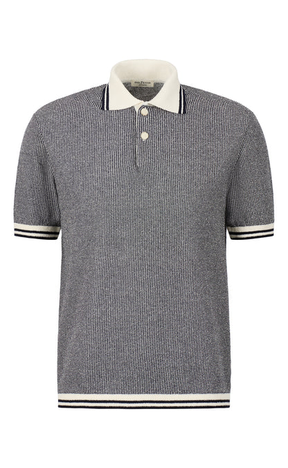 Polo-Shirt in Piqué-Strick aus Baumwoll-Bouclé, kurzarm, Regular Fit