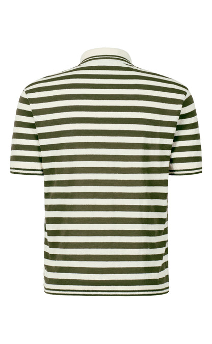 Polo-Strick-Shirt aus  feinstem Baumwoll-Bouclé, Relaxed Fit