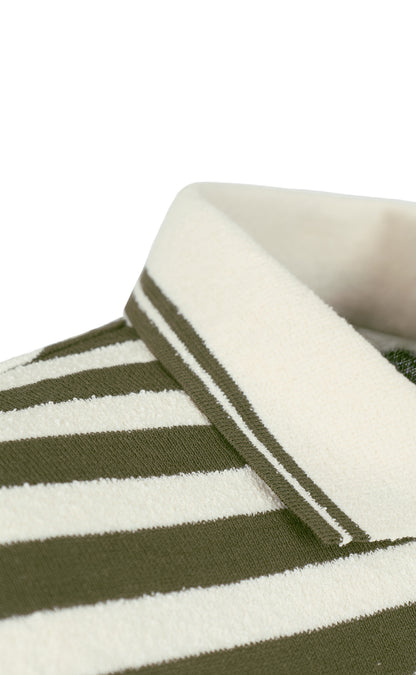 Polo-Strick-Shirt aus  feinstem Baumwoll-Bouclé, Relaxed Fit