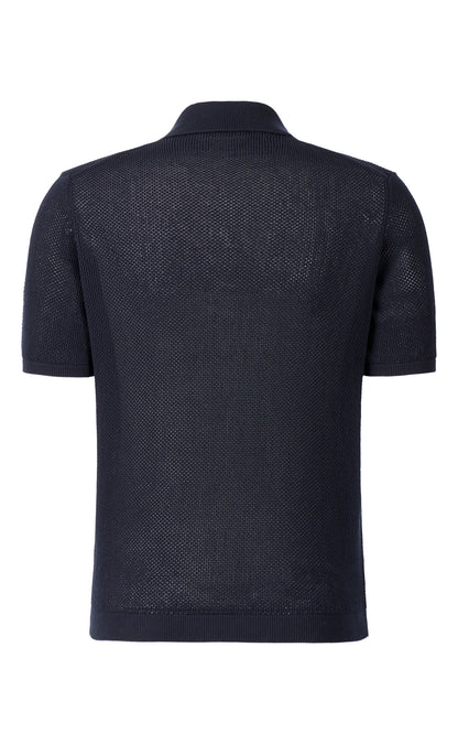 Polo aus reiner Baumwolle im modernen Crochetstrick