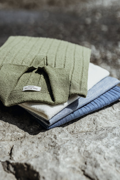 Strick-Polo ohne Knopf, seamless, Baumwoll-Bouclé