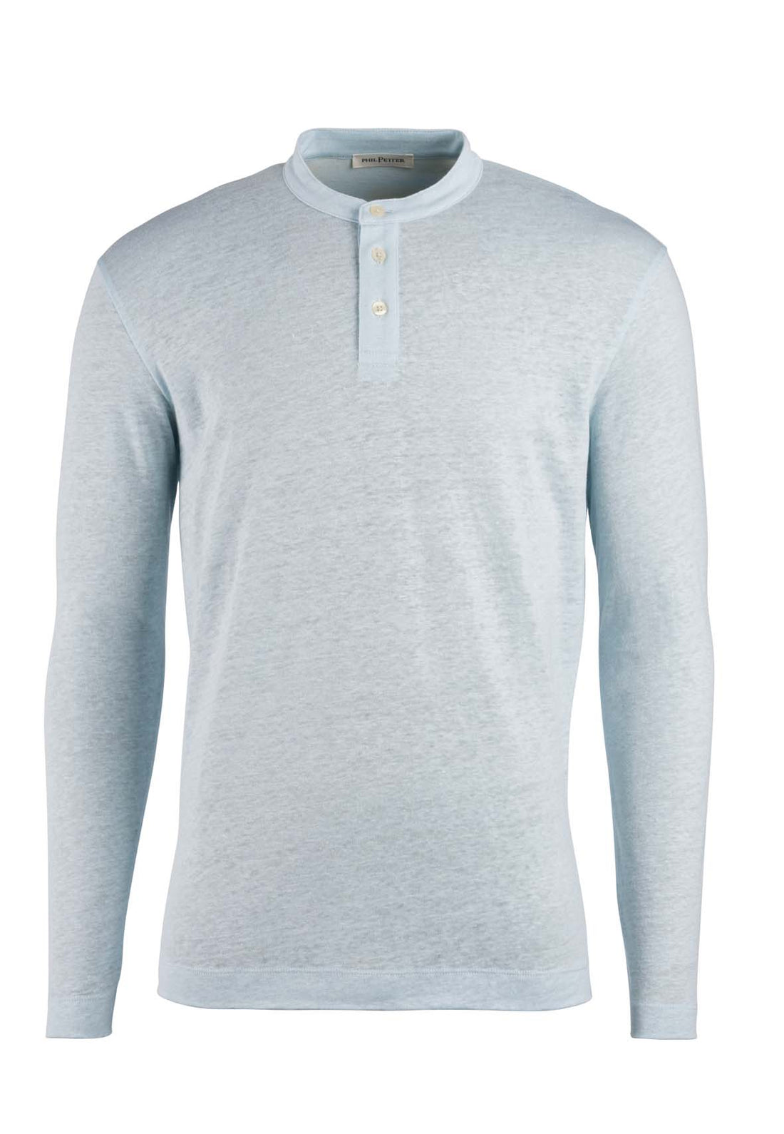 Henley-Shirt aus reinem Leinen-Jersey, langarm