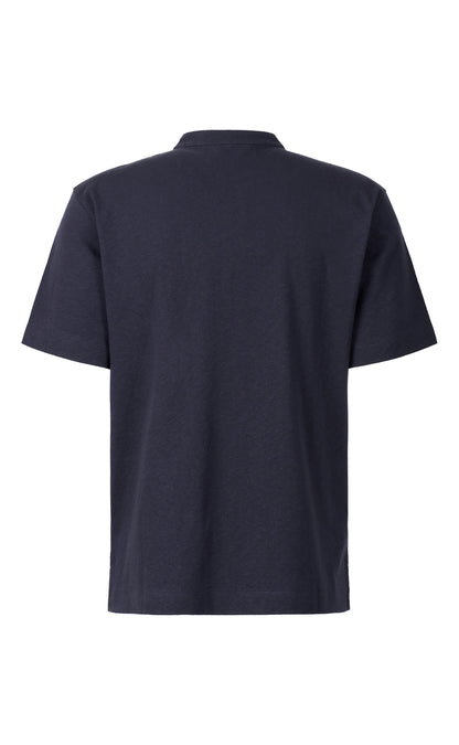 Serafino Shirt aus kühlender Baumwoll-Leinen Mischung, legere Passform