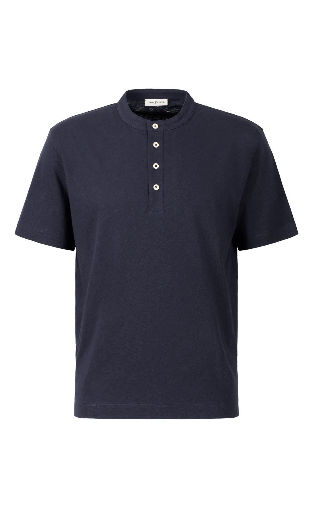 Serafino Shirt aus kühlender Baumwoll-Leinen Mischung, legere Passform