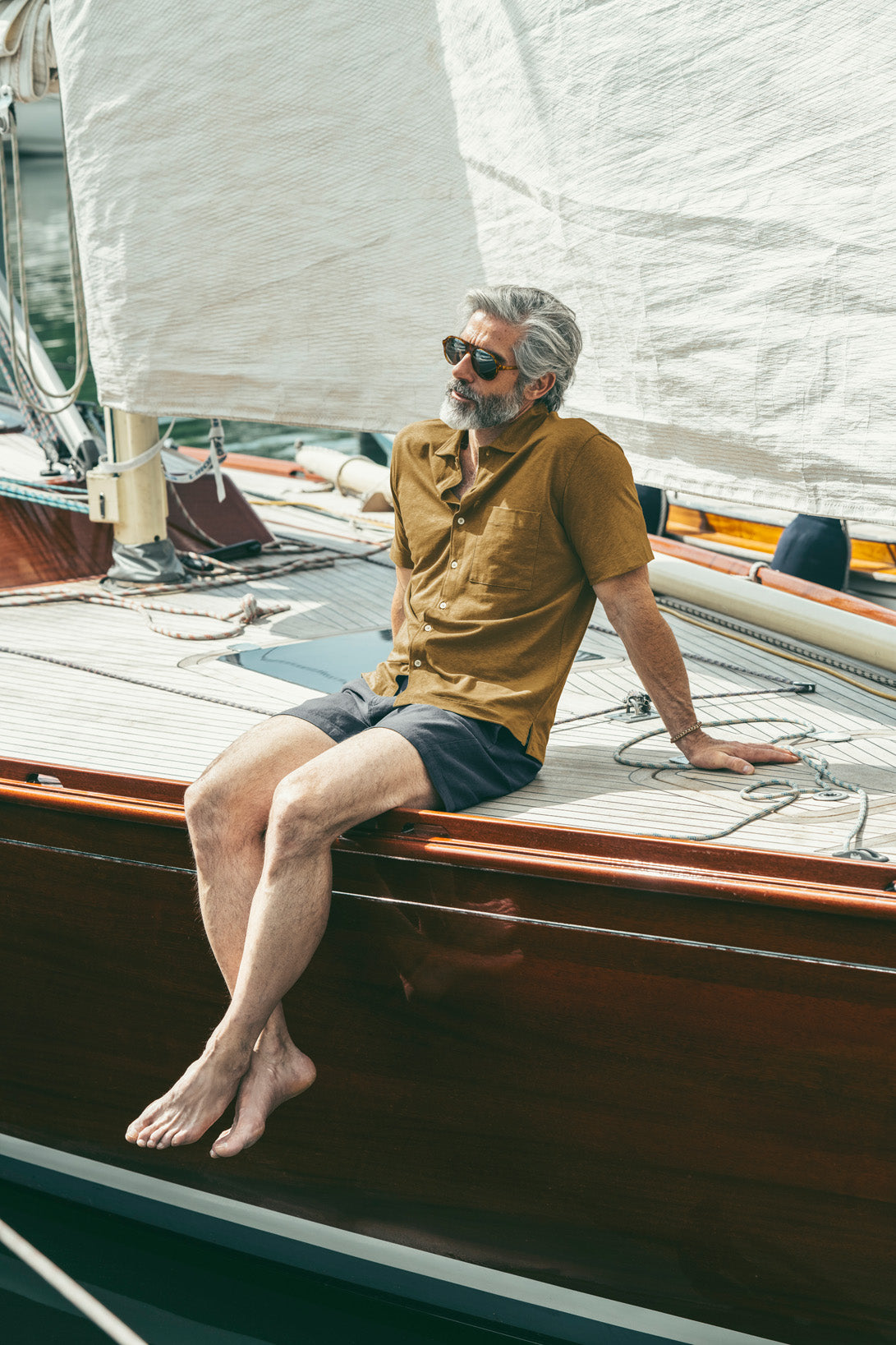 Kurzarm-Hemd aus kühlender Baumwoll-Leinen Mischung, legere Passform