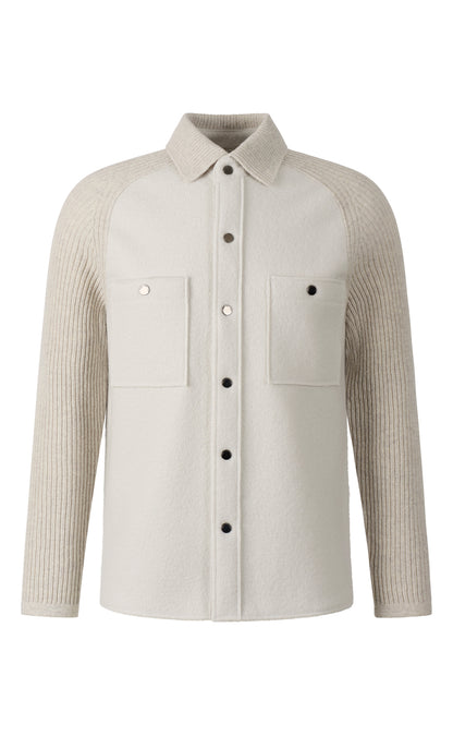 Charakterstarkes Overshirt aus Walk und Rippenstrick, relaxed fit
