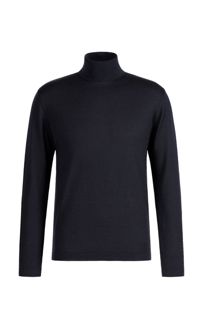 Edel und ultrasoft: Rollkragenpullover aus feinster Merinowolle-Seide-Mischung, regular fit