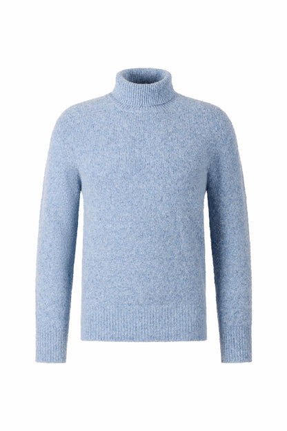 Seamless gestrickter Rollkragen-Pullover aus supersoftem Tweedgarn, relaxed fit