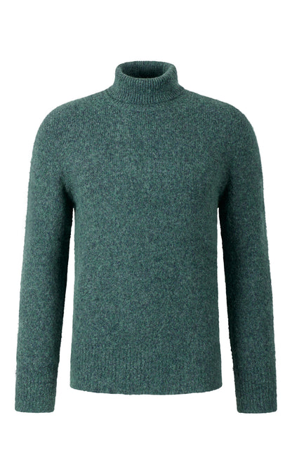 Seamless gestrickter Rollkragen-Pullover aus supersoftem Tweedgarn, relaxed fit