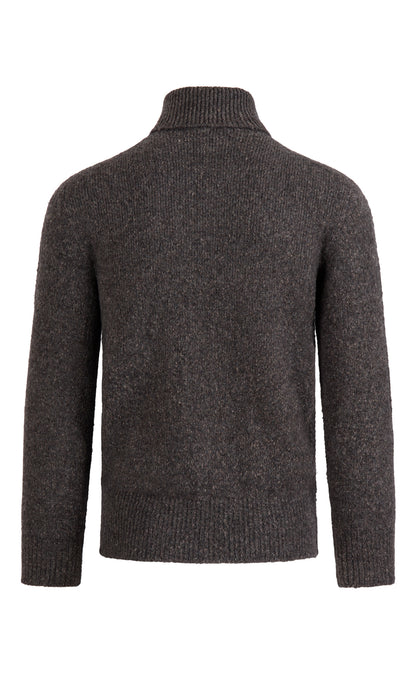 Seamless gestrickter Rollkragen-Pullover aus supersoftem Tweedgarn, relaxed fit