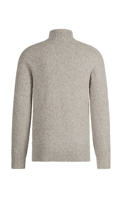 Seamless gestrickter Rollkragen-Pullover aus supersoftem Tweedgarn, relaxed fit