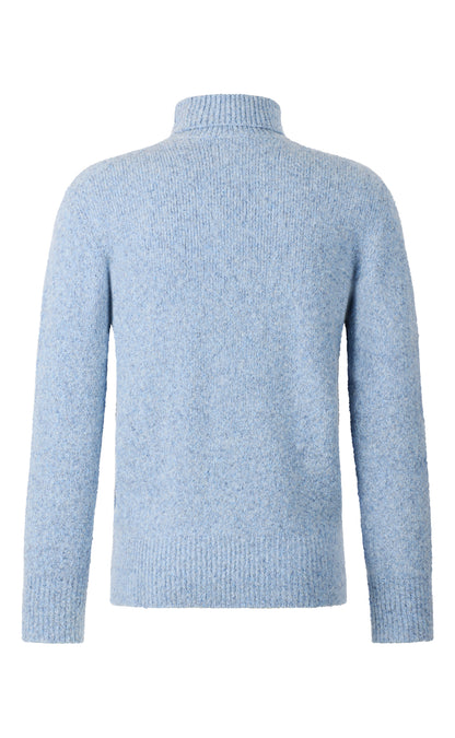 Seamless gestrickter Rollkragen-Pullover aus supersoftem Tweedgarn, relaxed fit