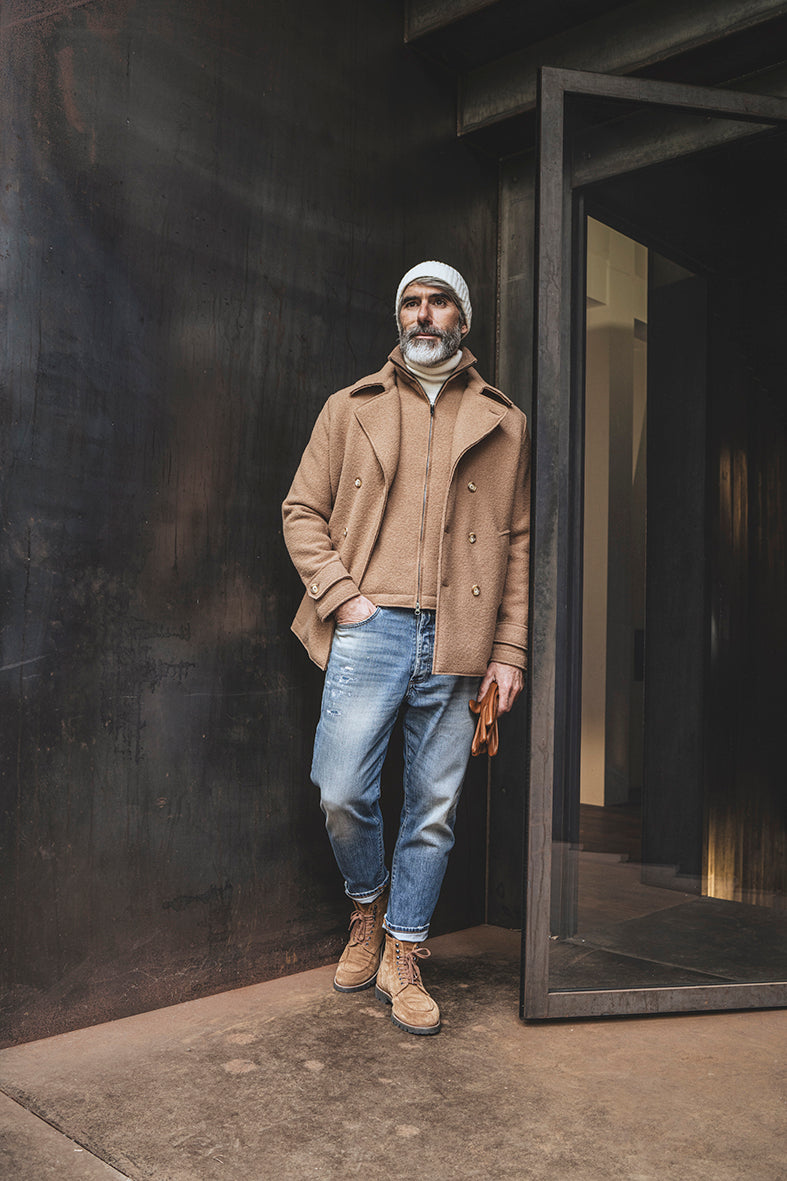 Zippgilet aus 100% gewalkter Merinowolle,  relaxed fit