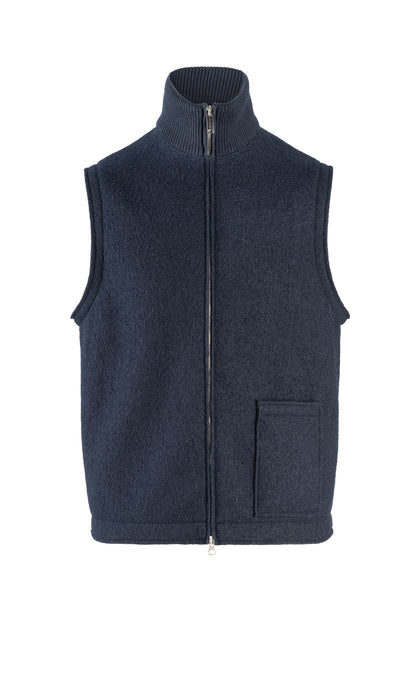 Zippgilet aus reinem Outdoor-Merino-Wollwalk, relaxed fit