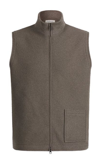 Zippgilet aus reinem Outdoor-Merino-Wollwalk, relaxed fit