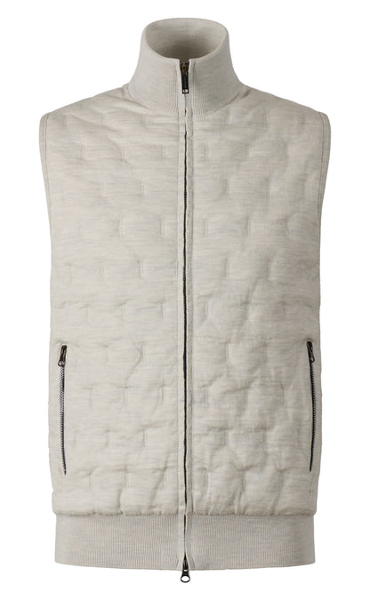Innovative Zippgilet in Steppoptik aus feinster Merinowolle, relaxed fit