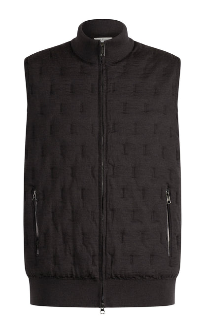 Innovative Zippgilet in Steppoptik aus feinster Merinowolle, relaxed fit