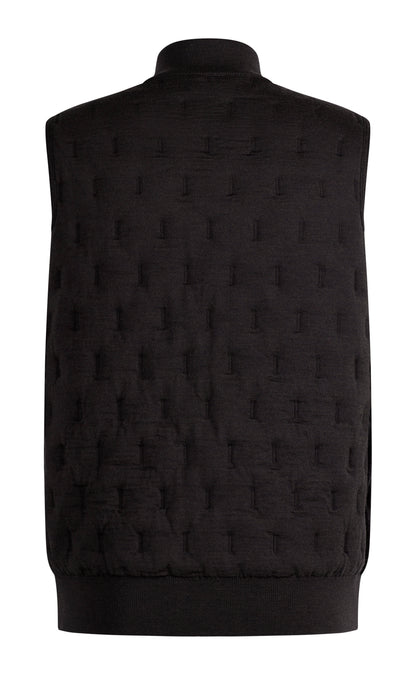 Innovative Zippgilet in Steppoptik aus feinster Merinowolle, relaxed fit