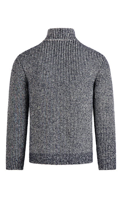 Zipptroyer in 2-färbiger Perlfangstruktur aus Merinowolle, relaxed fit