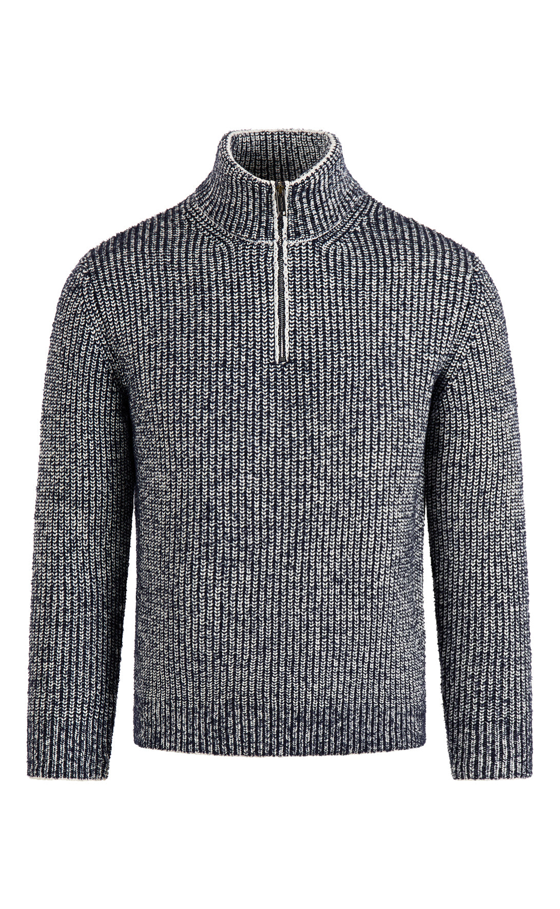 Zipptroyer in 2-färbiger Perlfangstruktur aus Merinowolle, relaxed fit