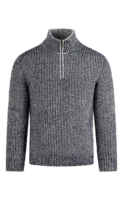 Zipptroyer in 2-färbiger Perlfangstruktur aus Merinowolle, relaxed fit