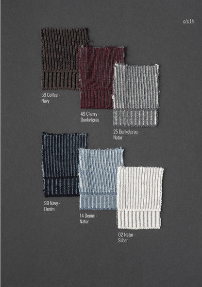 Sportlicher Zipptroyer aus 2-färbiger Rippe und Ringel am Arm, 100% Merino, relaxed fit