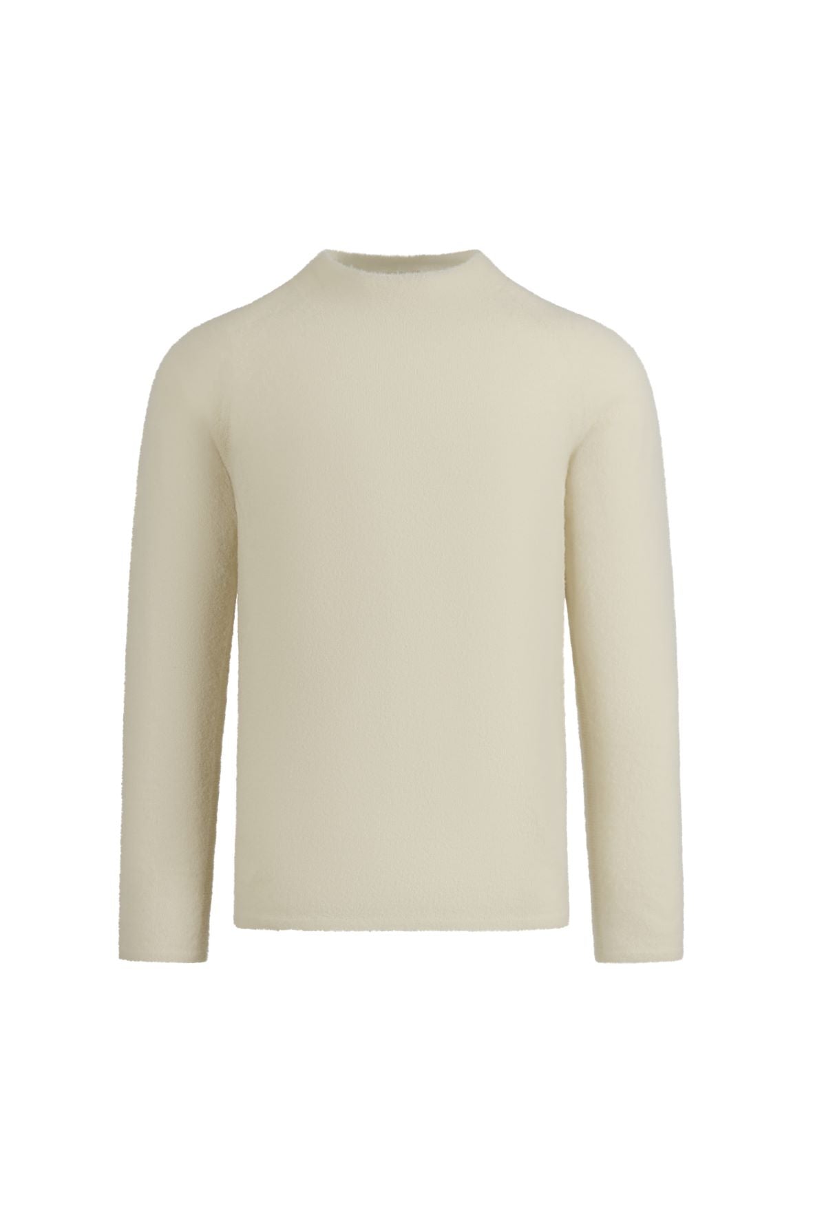 Pullover mit  Stehkragen aus leichtem, elastischem Merino-Bouclégarn, regular fit