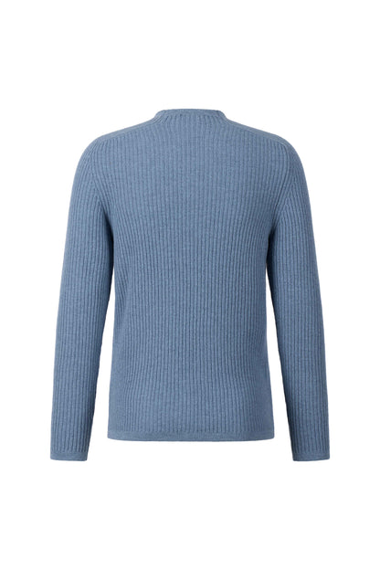 Stehkragen-Pullover in Rippenstruktur aus superweicher Lambswool, regular fit